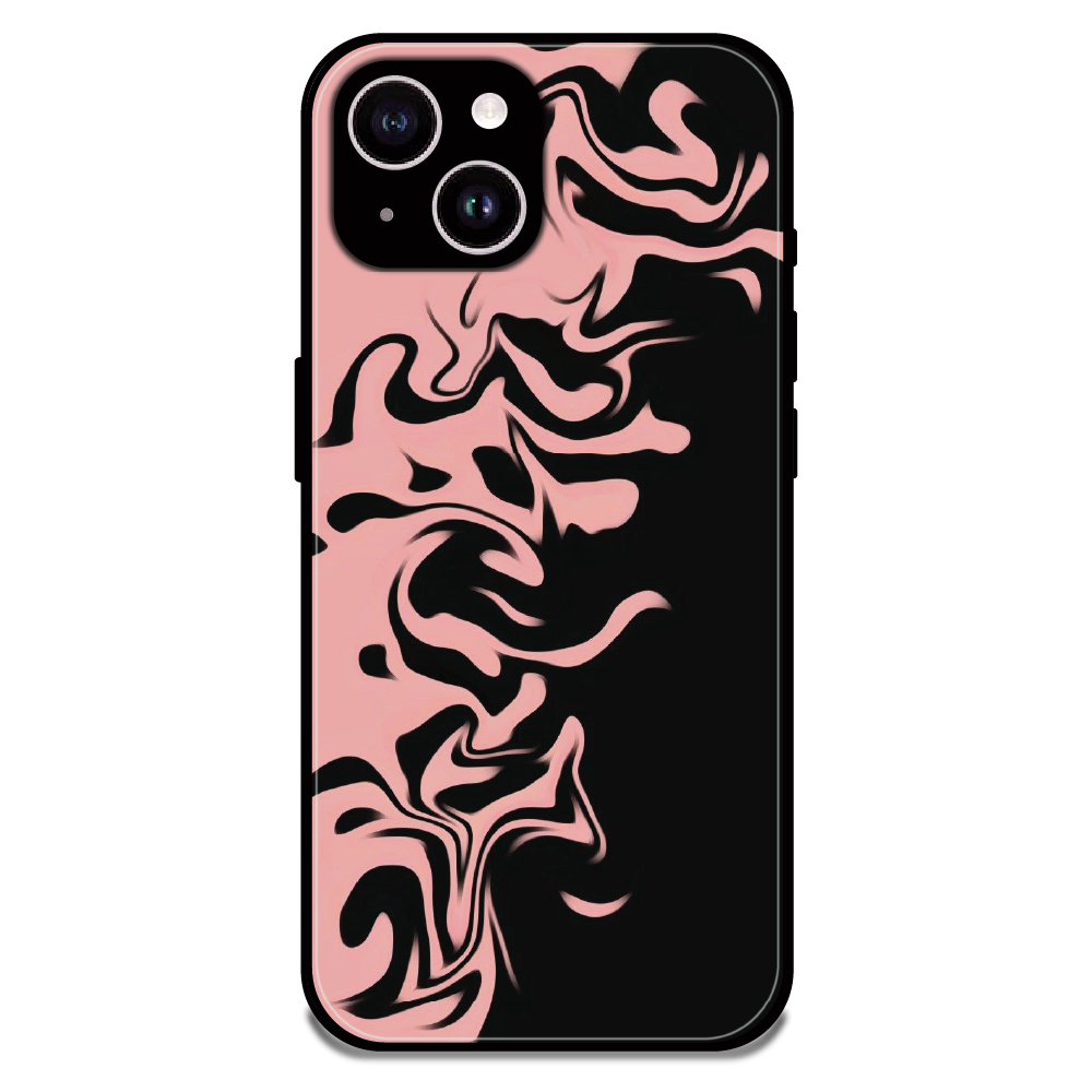 Blush Noir Marble - Glossy Metal Silicone Case For Apple iPhone 15 Plus