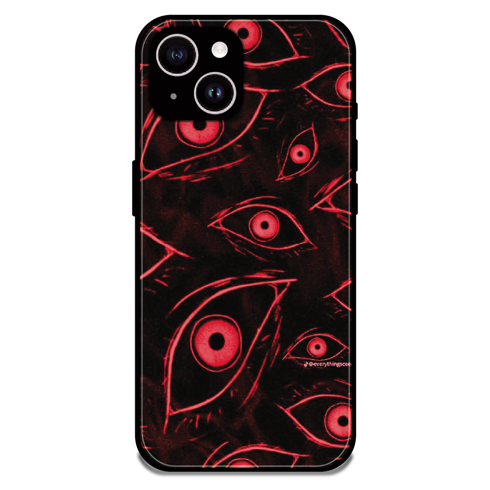 Crimson Eyes Chaos - Glossy Metal Silicone Case For Apple iPhone 15 Plus