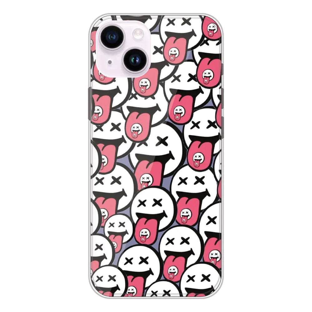 Funny Cartoon Faces - Printed Silicone Case For Apple iPhone 15 Plus