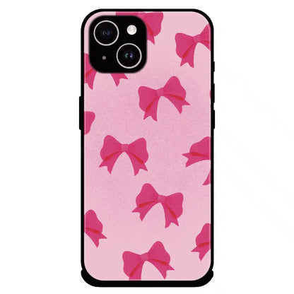 Pink Bow Aesthetic Pattern - Glossy Metal Silicone Case For Apple iPhone 15 Plus