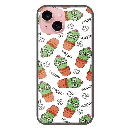 Cute Cactus Happy - Printed Silicone Case For Apple iPhone 15 Plus