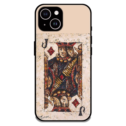 Vintage Playing Card King Art - Glossy Metal Silicone Case For Apple iPhone 15 Plus