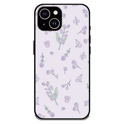 Lavender Floral Ditsy - Glossy Metal Silicone Case For Apple iPhone 15 Plus
