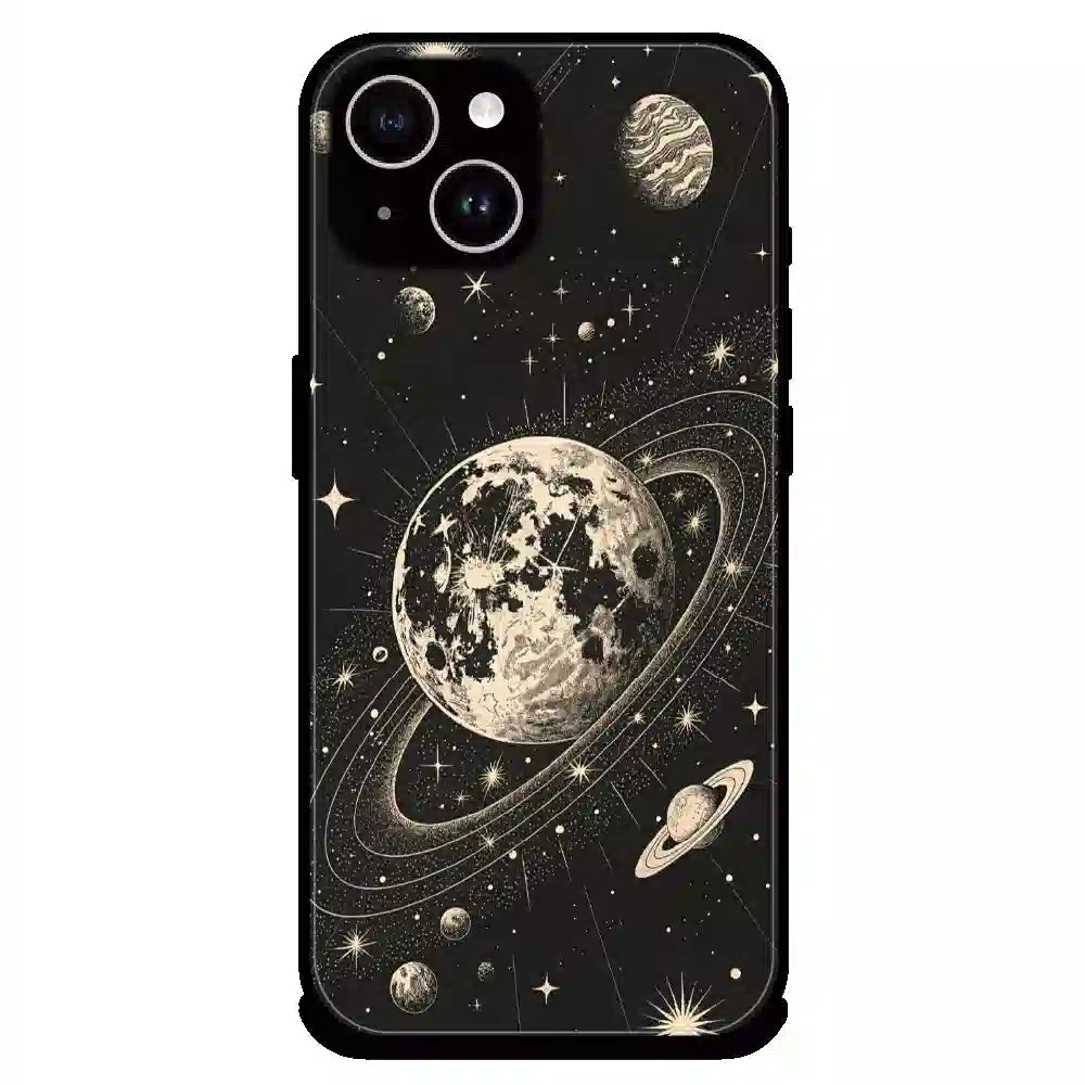 Celestial Planet Orbit - Glossy Metal Silicone Case For Apple iPhone 15 Plus