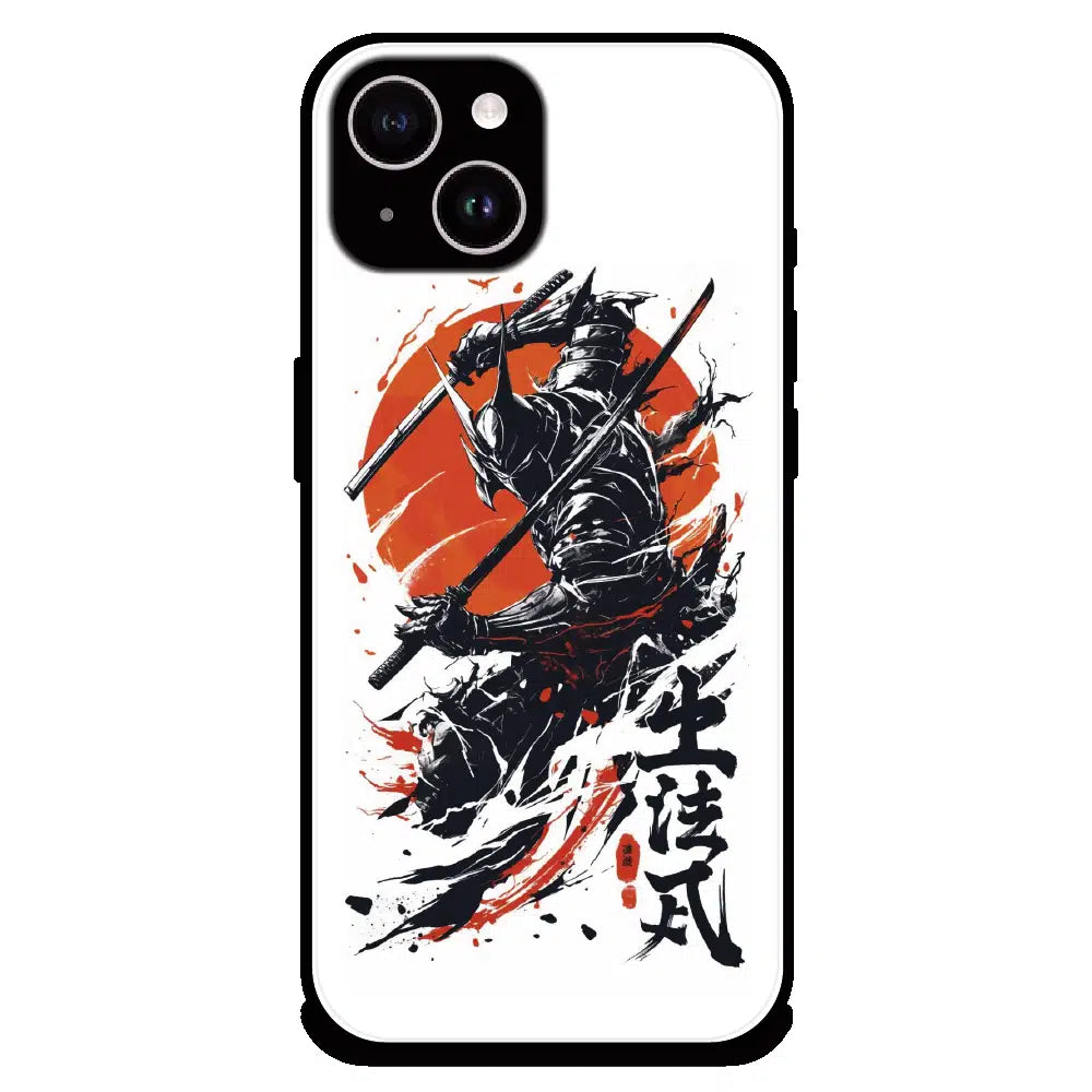 Samurai Warrior Japanese Art - Glossy Metal Silicone Case For Apple iPhone 15 Plus