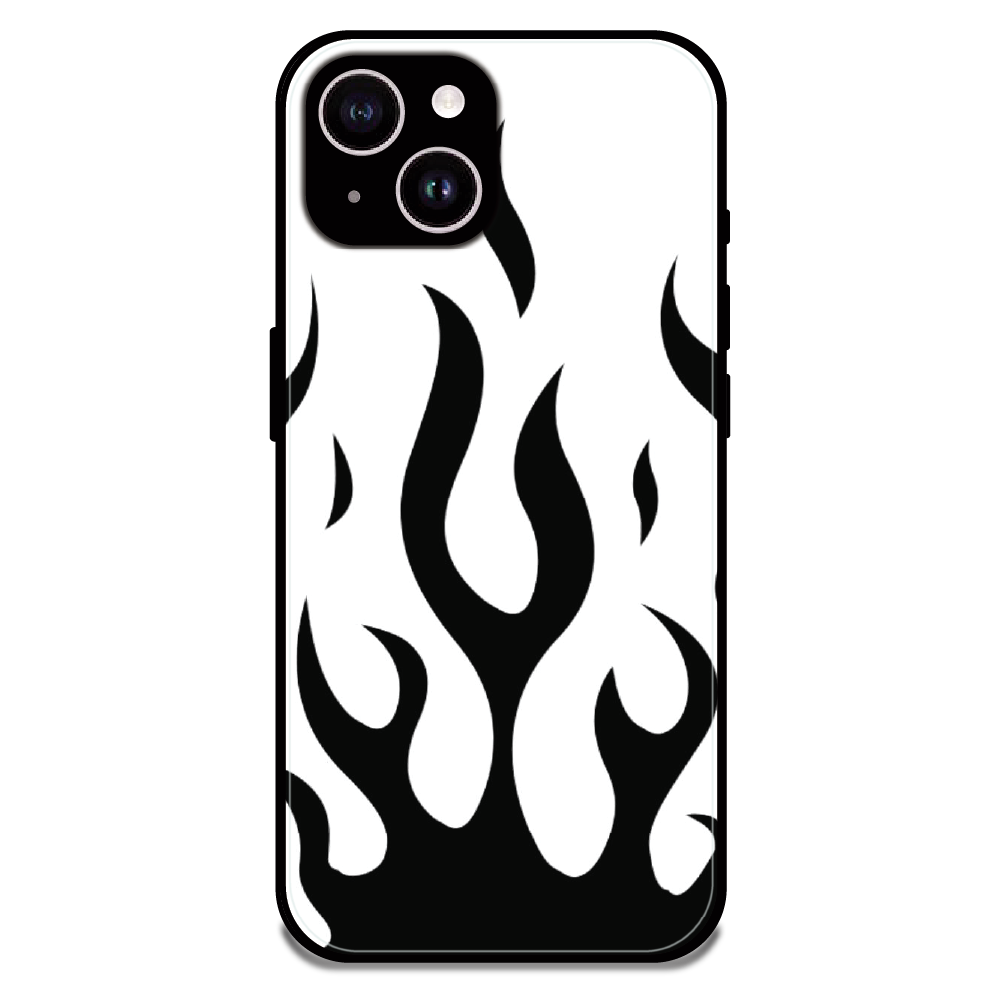 Monochrome Flame Art - Glossy Metal Silicone Case For Apple iPhone 15 Plus