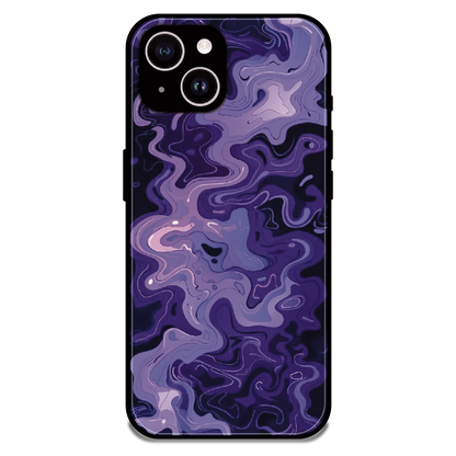 Purple Wave Abstract - Glossy Metal Silicone Case For Apple iPhone 15 Plus