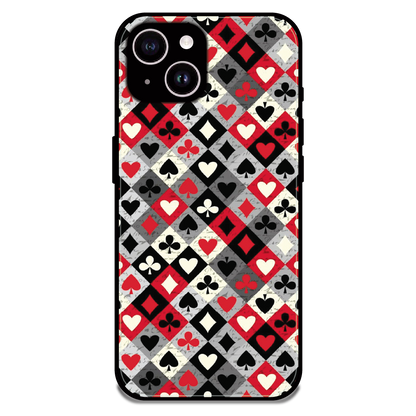Classic Card Symbols - Glossy Metal Silicone Case For Apple iPhone 15 Plus