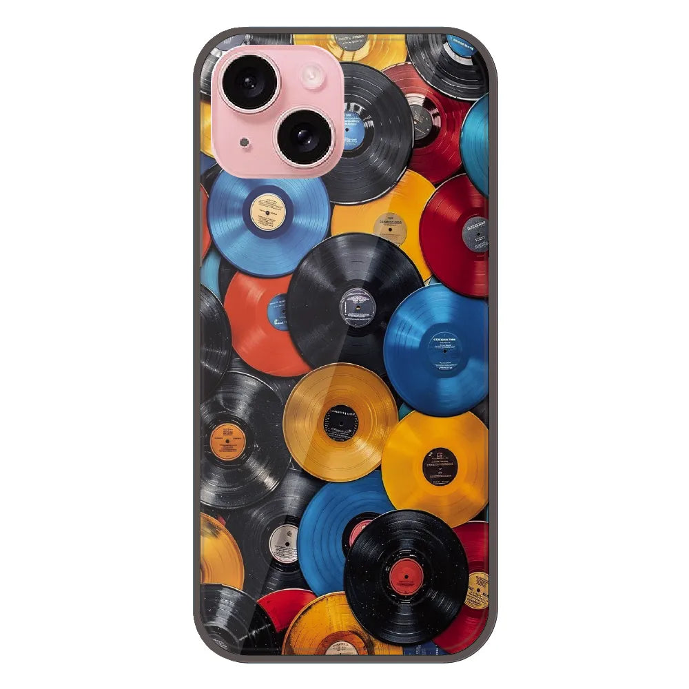Retro Vinyl Record Pattern - Printed Silicone Case For Apple iPhone 15 Plus