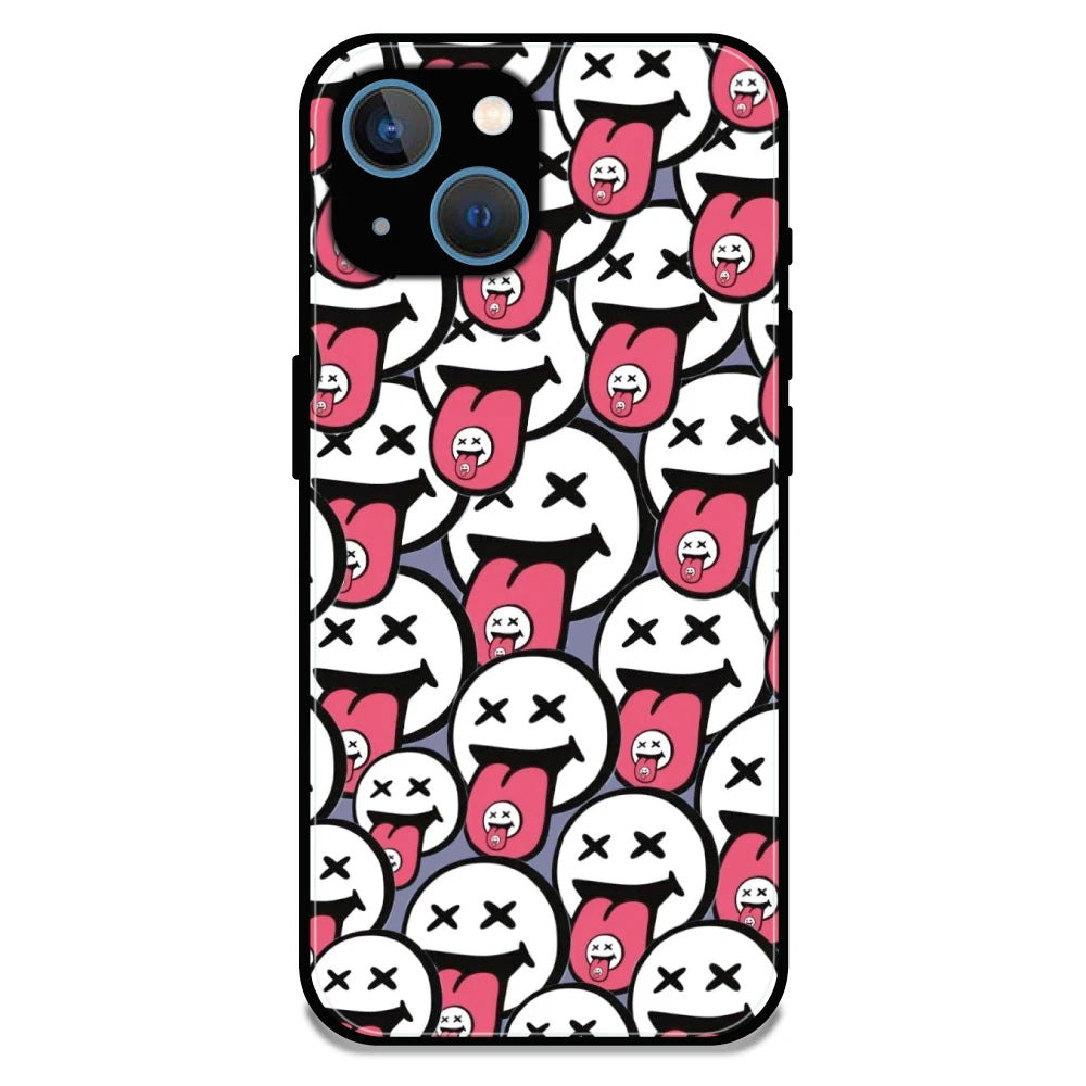 Funny Cartoon Faces - Glossy Metal Silicone Case For Apple iPhone 15 Plus