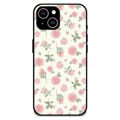 Soft Pink Rose Bloom - Glossy Metal Silicone Case For Apple iPhone 15 Plus