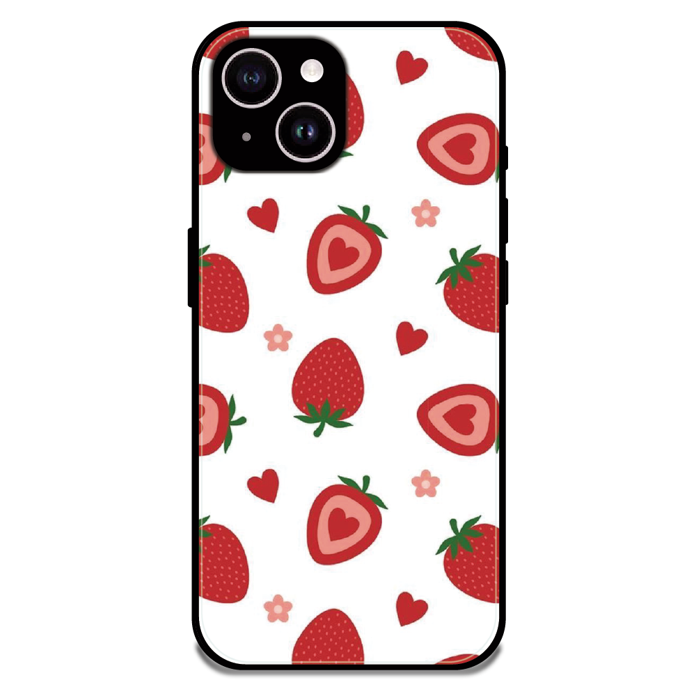 Strawberry - Glossy Metal Silicone Case For Apple iPhone 15 Plus
