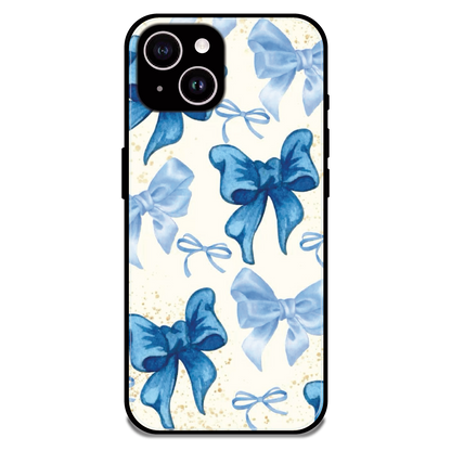 Soft Blue Bowcore - Glossy Metal Silicone Case For Apple iPhone 15 Plus