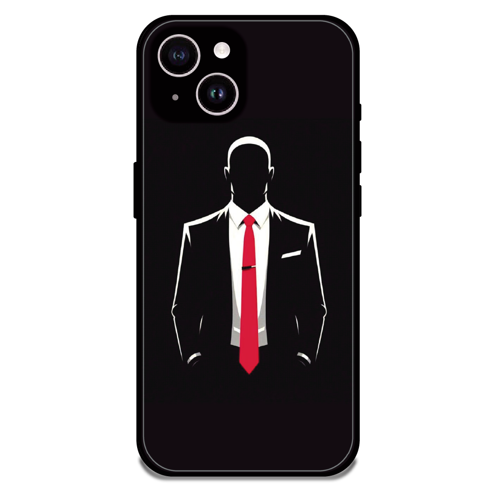 Red Tie Silhouette - Glossy Metal Silicone Case For Apple iPhone 15 Plus