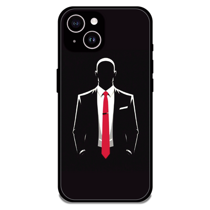 Red Tie Silhouette - Glossy Metal Silicone Case For Apple iPhone 15 Plus