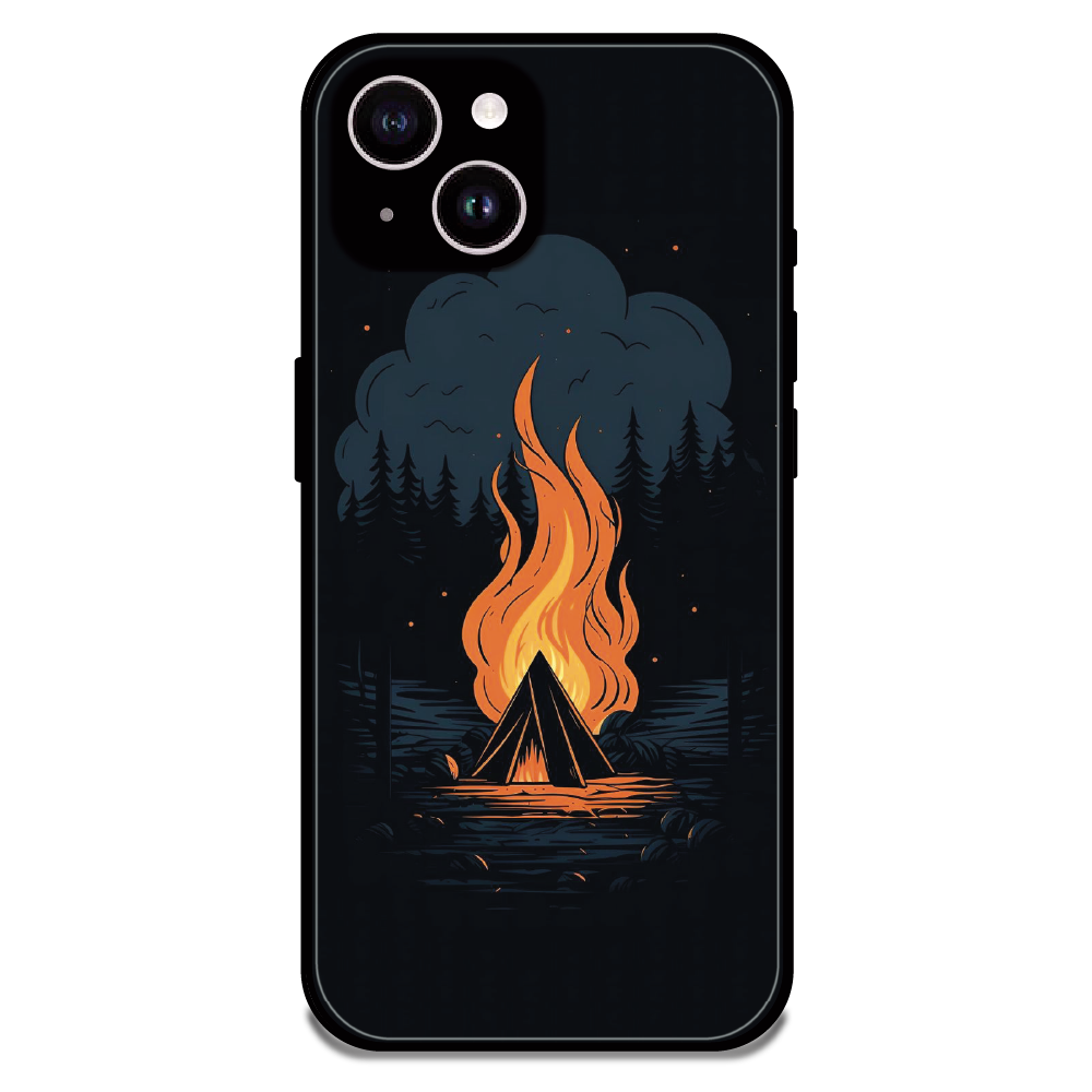 Midnight Campfire Adventure - Glossy Metal Silicone Case For Apple iPhone 15 Plus