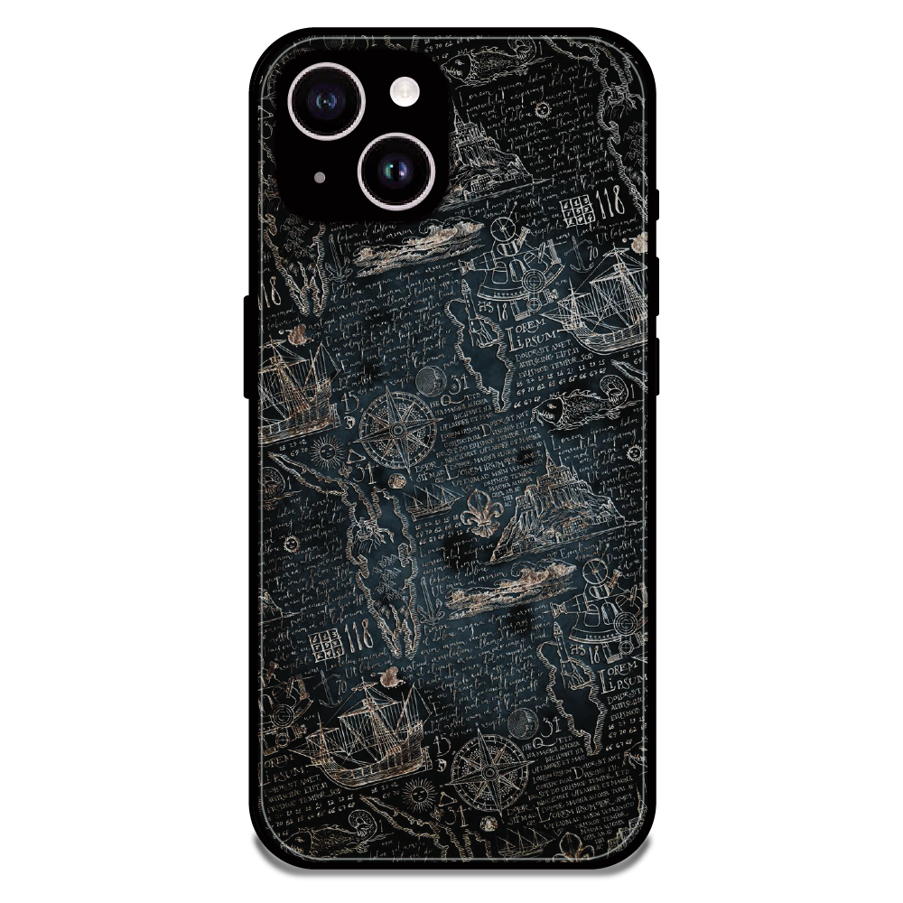 Vintage Explorer Map - Glossy Metal Silicone Case For Apple iPhone 15 Plus