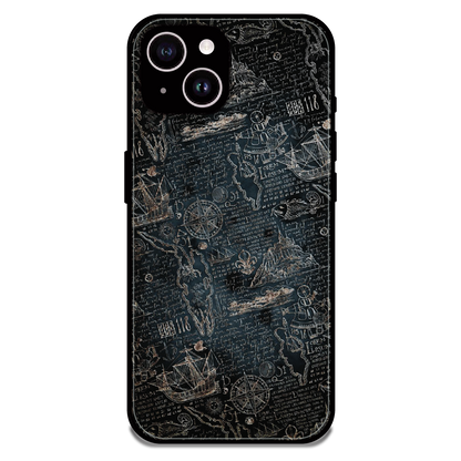 Vintage Explorer Map - Glossy Metal Silicone Case For Apple iPhone 15 Plus