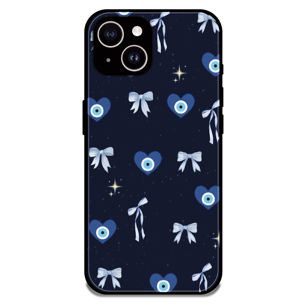 Evil Eye Bow Midnight - Glossy Metal Silicone Case For Apple iPhone 15 Plus