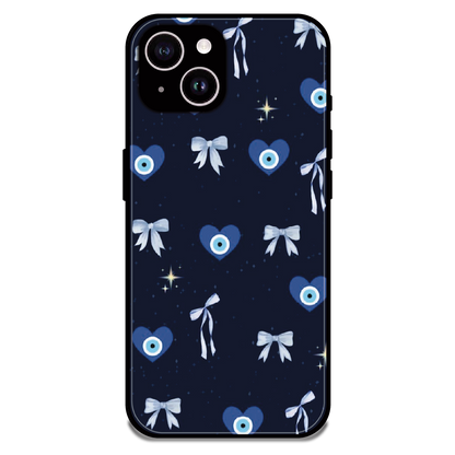 Evil Eye Bow Midnight - Glossy Metal Silicone Case For Apple iPhone 15 Plus