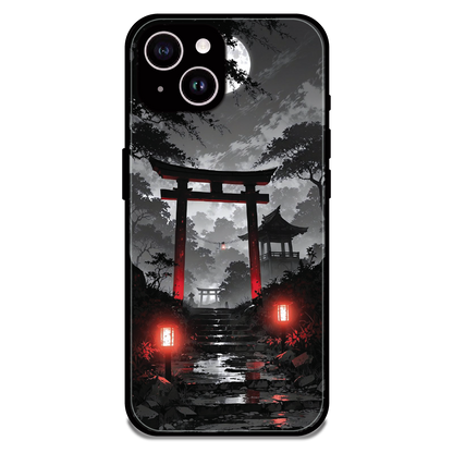 Midnight Torii Forest - Glossy Metal Silicone Case For Apple iPhone 15 Plus