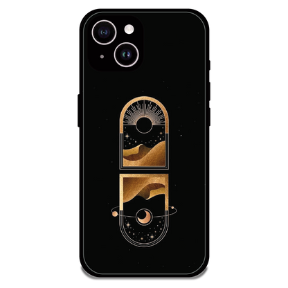 Golden Geometry - Glossy Metal Silicone Case For Apple iPhone 15 Plus