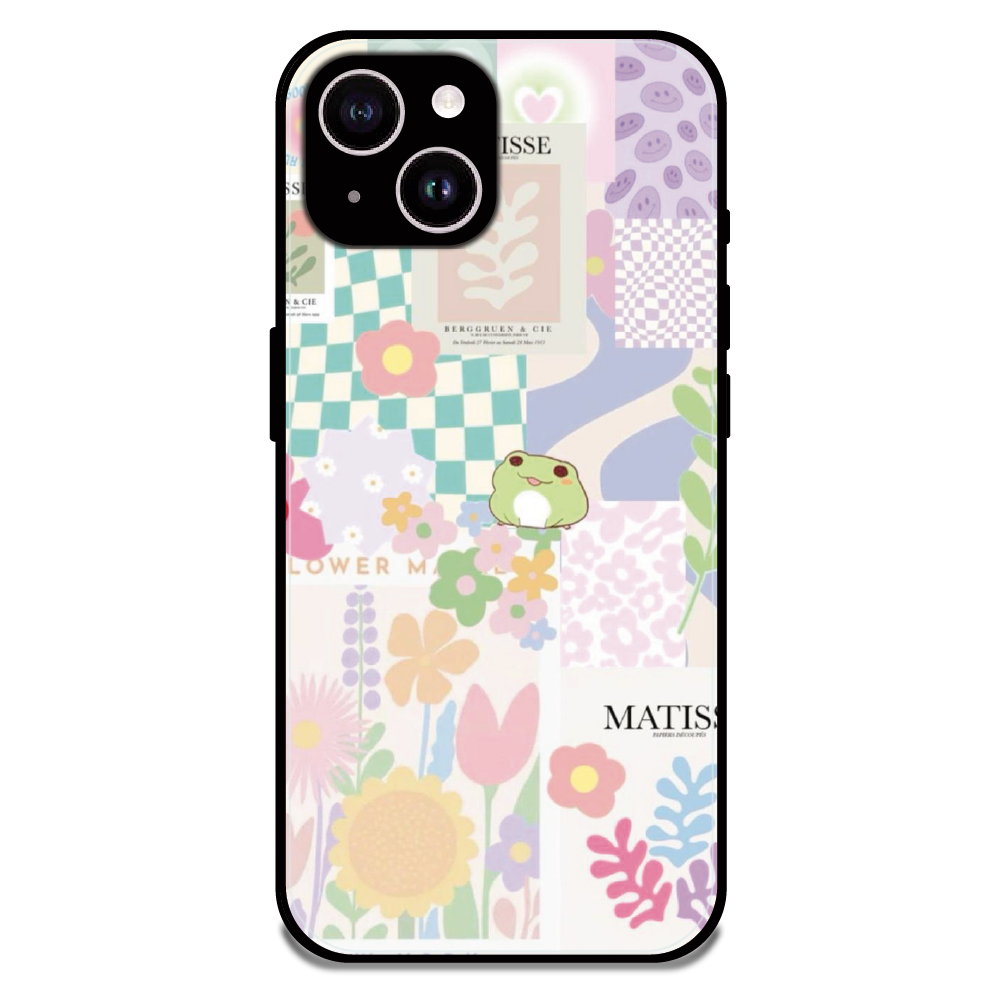 Cute Pastel Floral Collage Art - Glossy Metal Silicone Case For Apple iPhone 15 Plus