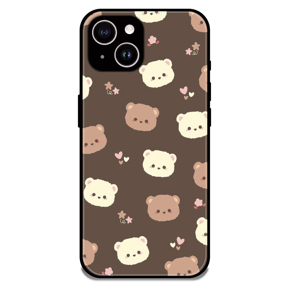 Cozy Bear Pattern - Glossy Metal Silicone Case For Apple iPhone 15 Plus