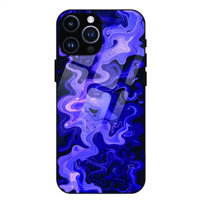Purple Wave Abstract - Glass Case For Apple iPhone 15 Pro