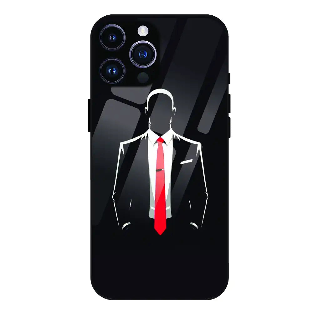 Red Tie Silhouette - Glass Case For Apple iPhone 15 Pro