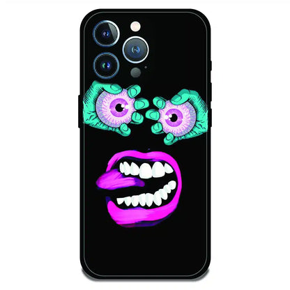Neon Eyeball Pop Art - Glossy Metal Silicone Case For Apple iPhone 15 Pro