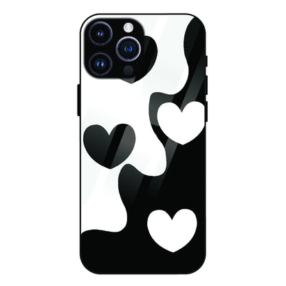 Monochrome Heart Flow - Glass Case For Apple iPhone 15 Pro