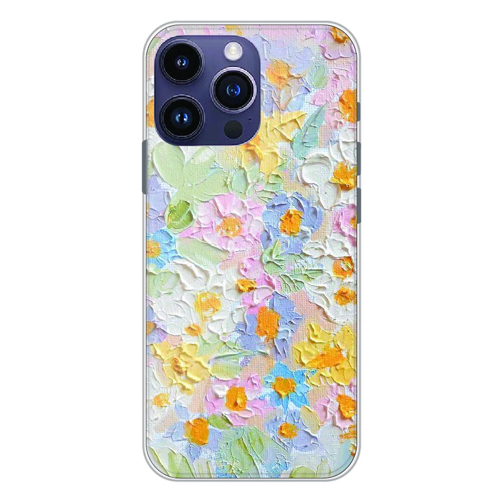 Pastel Floral Oil Paint - Printed Silicone Case For Apple iPhone 15 Pro