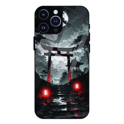 Midnight Torii Forest - Glass Case For Apple iPhone 15 Pro