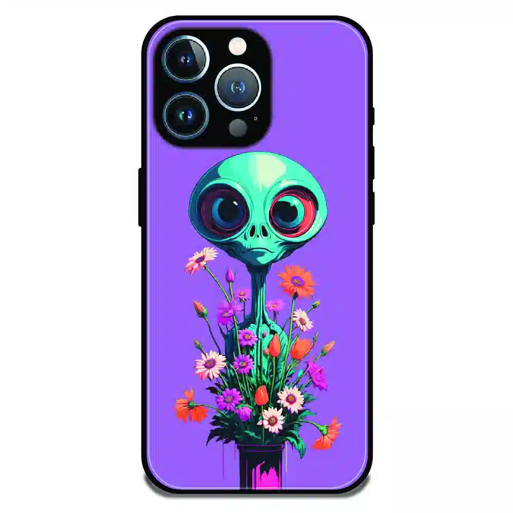 Floral Alien Fantasy - Glossy Metal Silicone Case For Apple iPhone 15 Pro