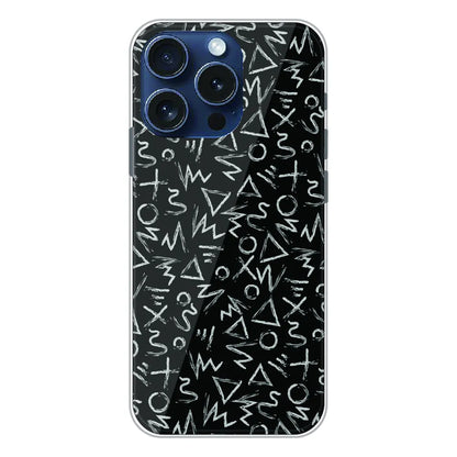 Geometric Black & White Pattern - Printed Silicone Case For Apple iPhone 15 Pro