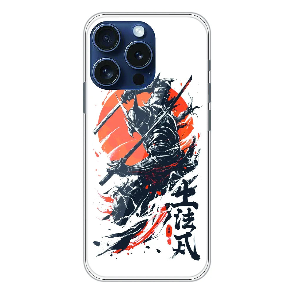 Samurai Warrior Japanese Art - Printed Silicone Case For Apple iPhone 15 Pro