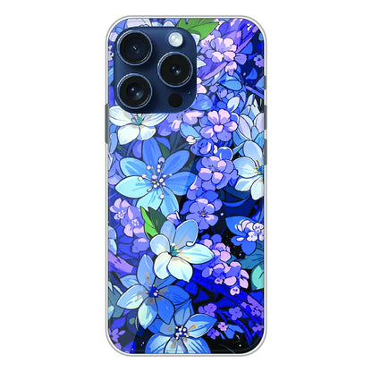 Midnight Blue Floral Garden - Printed Silicone Case For Apple iPhone 15 Pro