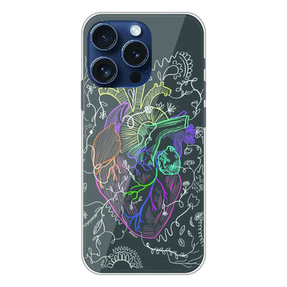 Anatomical Heart Line Art - Printed Silicone Case For Apple iPhone 15 Pro