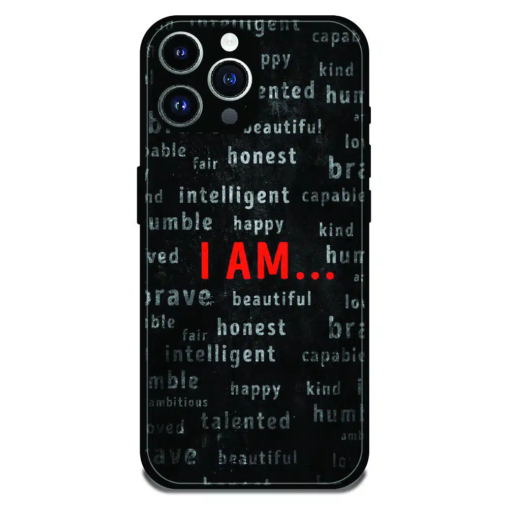 I Am Affirmation Quote - Glossy Metal Silicone Case For Apple iPhone 15 Pro