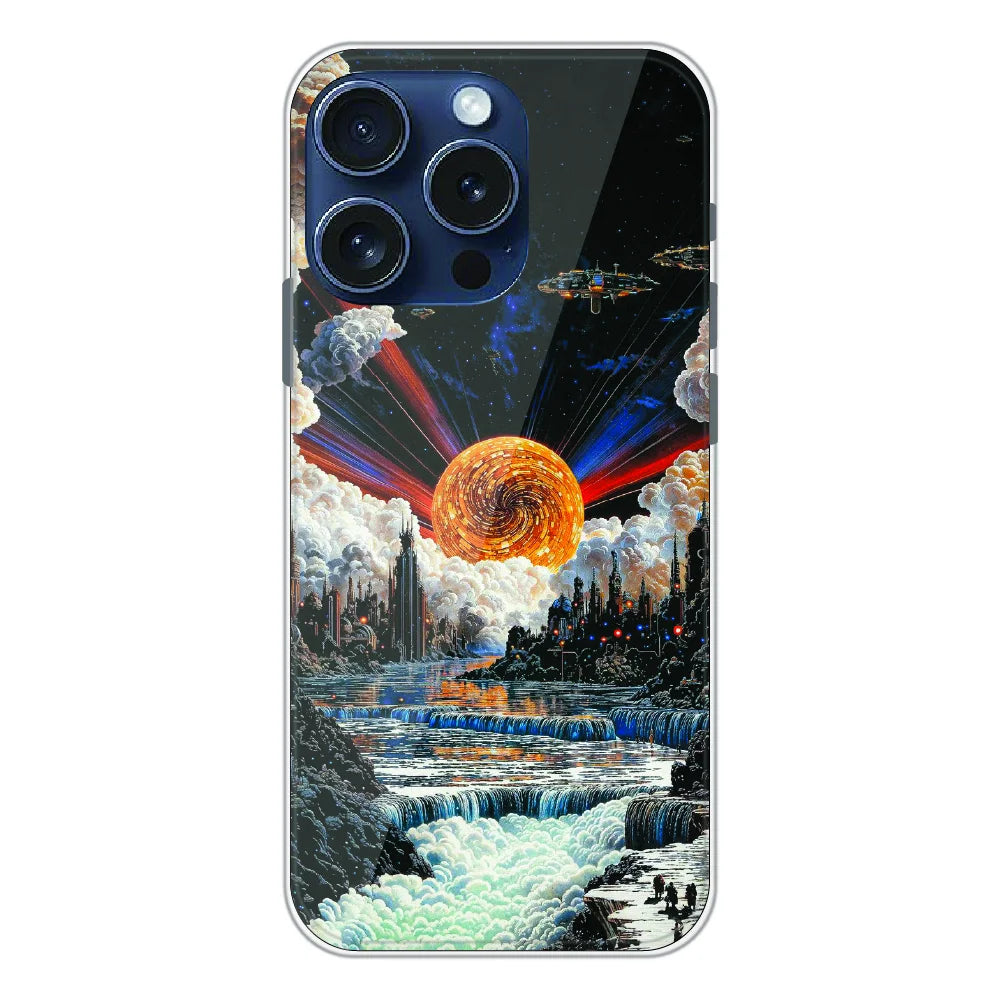 Cosmic Fantasy Sun Landscape - Printed Silicone Case For Apple iPhone 15 Pro