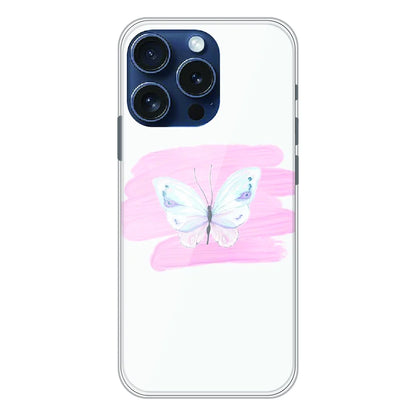 Minimal Butterfly Blush Art - Printed Silicone Case For Apple iPhone 15 Pro