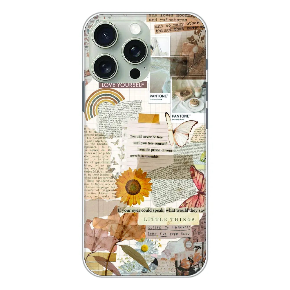 Aesthetic Butterfly & Sunflower - Printed Silicone Case For Apple iPhone 15 Pro