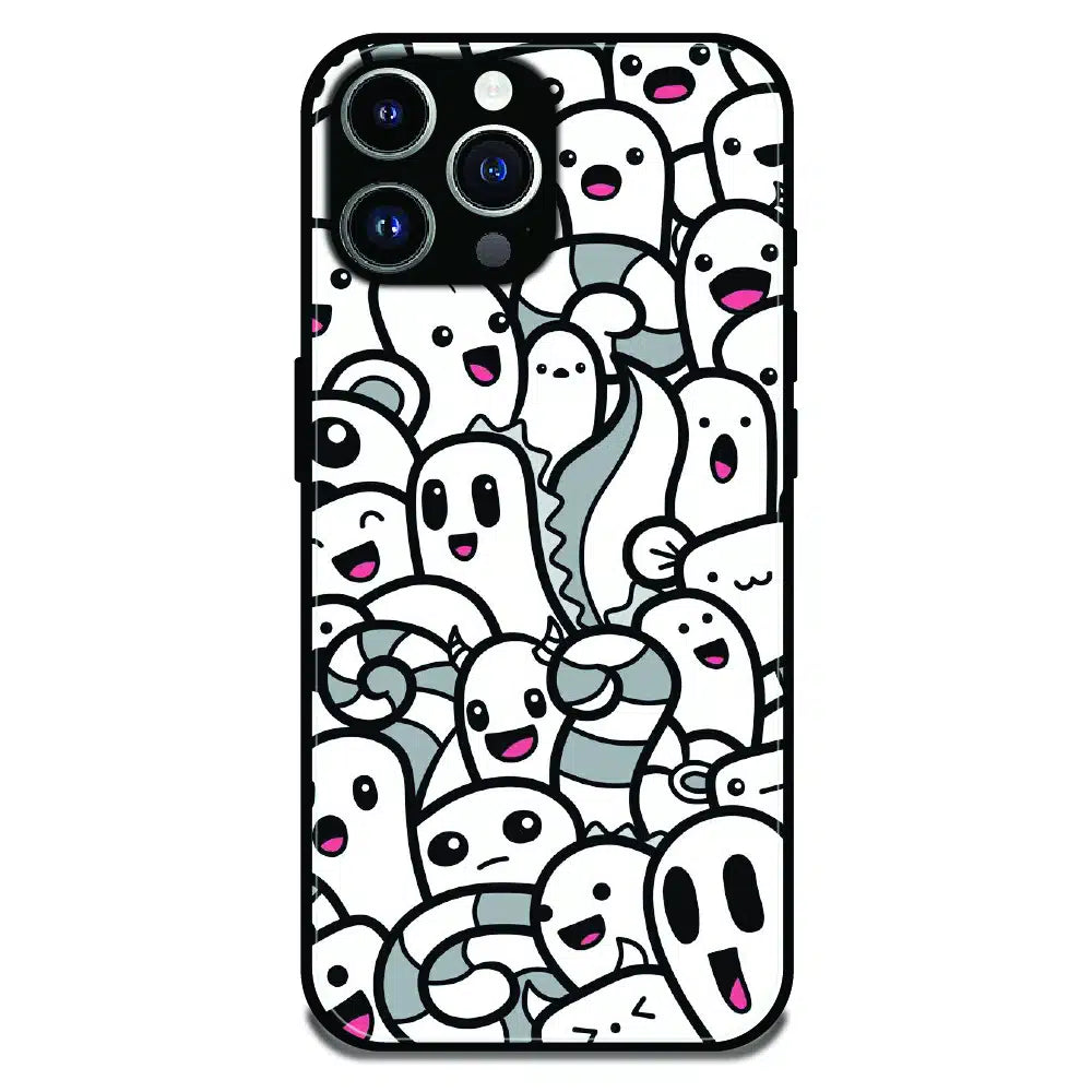 Cute Ghost Crowd - Glossy Metal Silicone Case For Apple iPhone 15 Pro