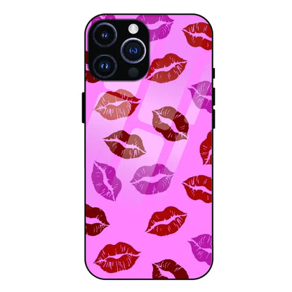 Pink Lips Pop Art Pattern - Glass Case For Apple iPhone 15 Pro