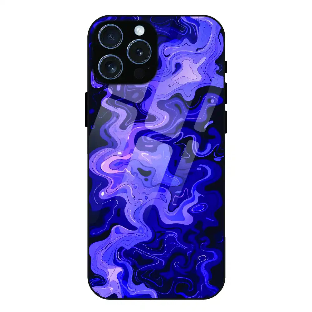 Purple Wave Abstract - Glass Case For Apple iPhone 15 Pro Max