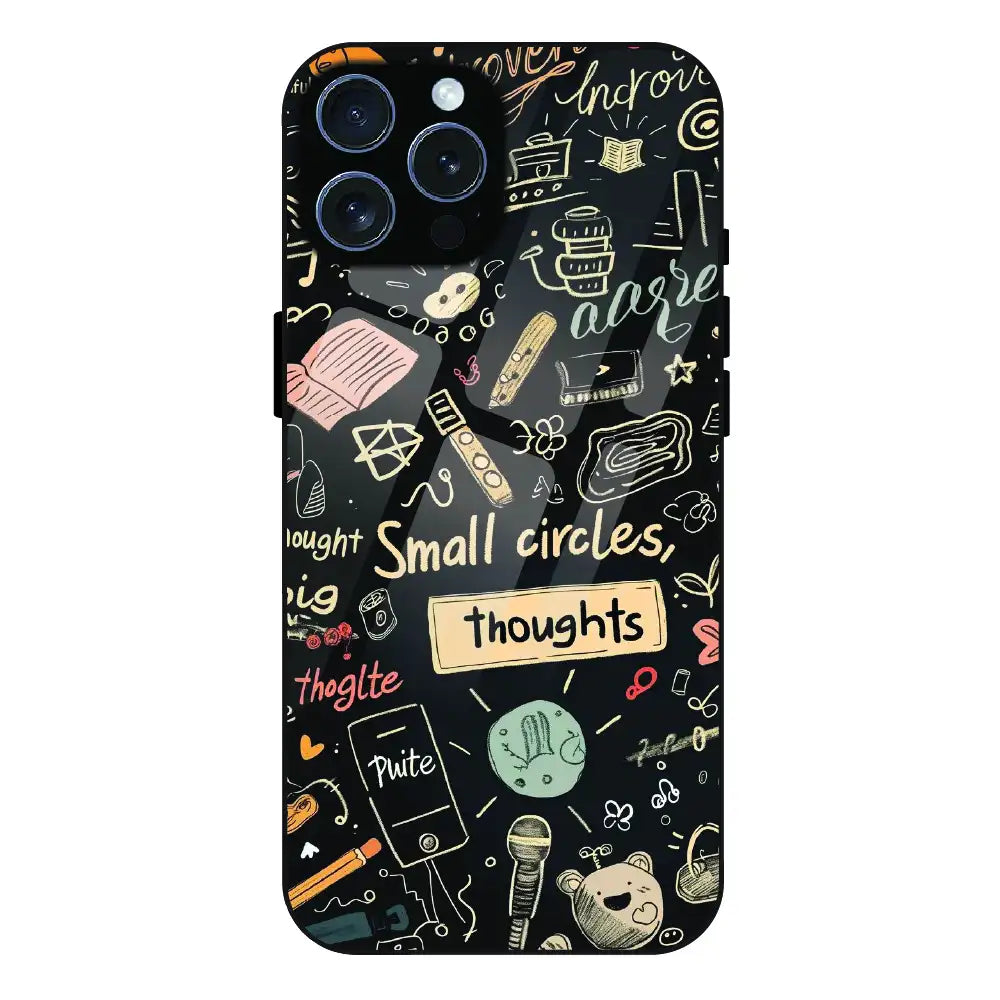 Thought Doodle Noir - Glass Case For Apple iPhone 15 Pro Max