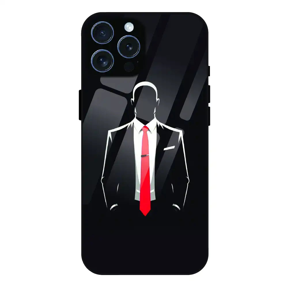 Red Tie Silhouette - Glass Case For Apple iPhone 15 Pro Max