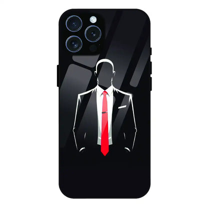Red Tie Silhouette - Glass Case For Apple iPhone 15 Pro Max