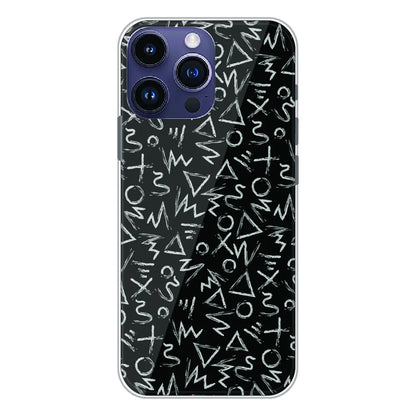 Geometric Black & White Pattern - Printed Silicone Case For Apple iPhone 15 Pro Max